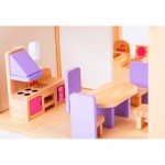 Pink House - Casuta de joaca cu mobilier din lemn inclus  cu doua nivele 